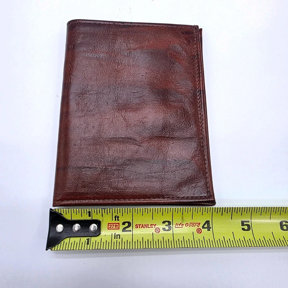 Rolfs Mens Brown Cowhide Leather Bifold Wallet Slim Credit Card Billfold Vintage